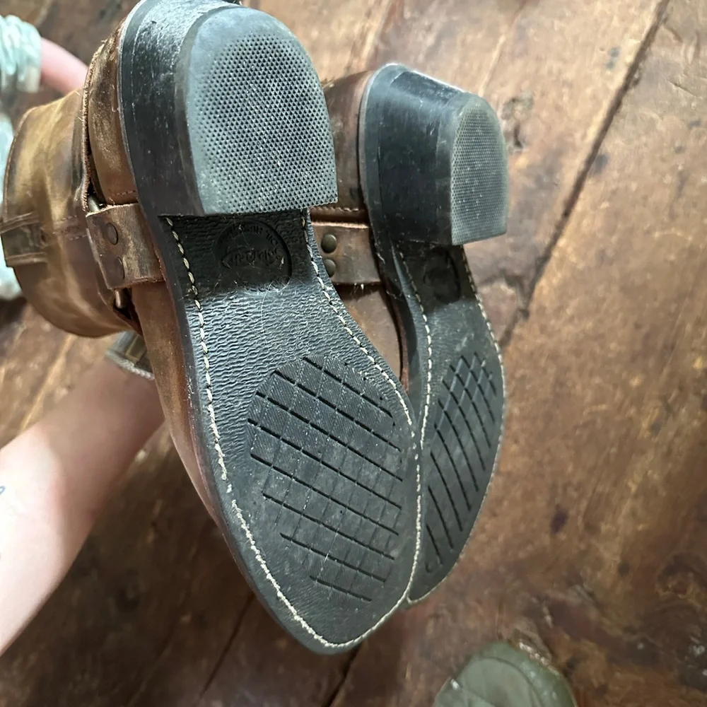 Frye Brown Harness Leather Ankle Boots